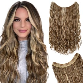Blonde Hair Extensions Curly Clip in Hair Extensions Bleach Blonde Balayage Clip in Hair Extensions 160g 22inch Synthetic Hair Extensions U Shape Clip ins One Piece Hairpieces