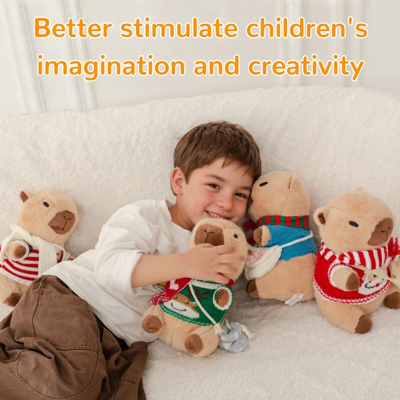 WAKSUN Capybara Plush with 10 Pcs Capybara Costume Christmas Style