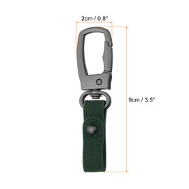 sourcing map 2pcs Car Keychain Clip 3.5" x 0.8" Leather Key Chain Ring Key Holder Organizer for Men Women, Dark Green