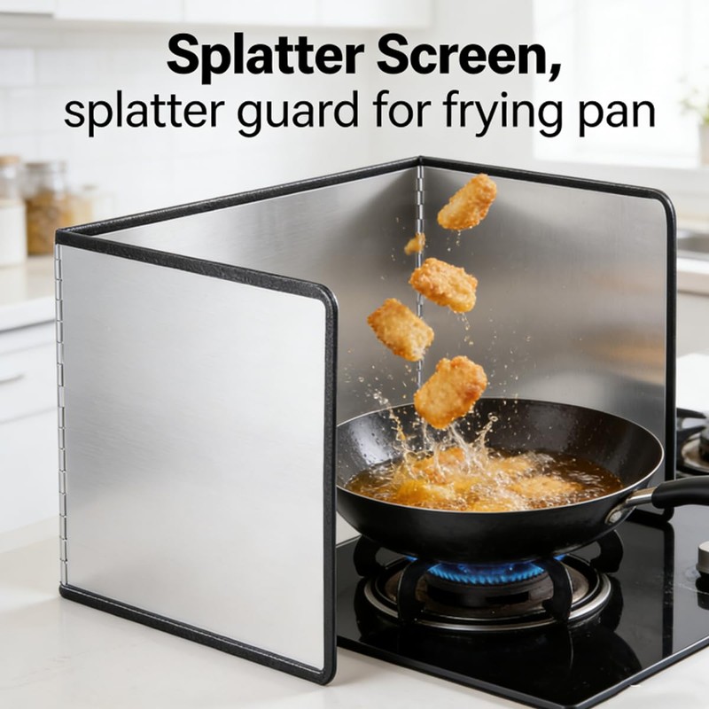 ZHQZZPH 3-Sided Stainless Steel Grease Splatter Guard for Frying Pan