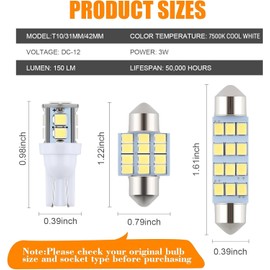 iFunyLED 24 Pieces Dome Light LED Car Interior Bulb Kit Set 194 T10 DE3175 578 31mm 42mm Bulbs Interior Replacement Lights for Car Map License Plate Door Side Marker Cornering Trunk Light - Cool White