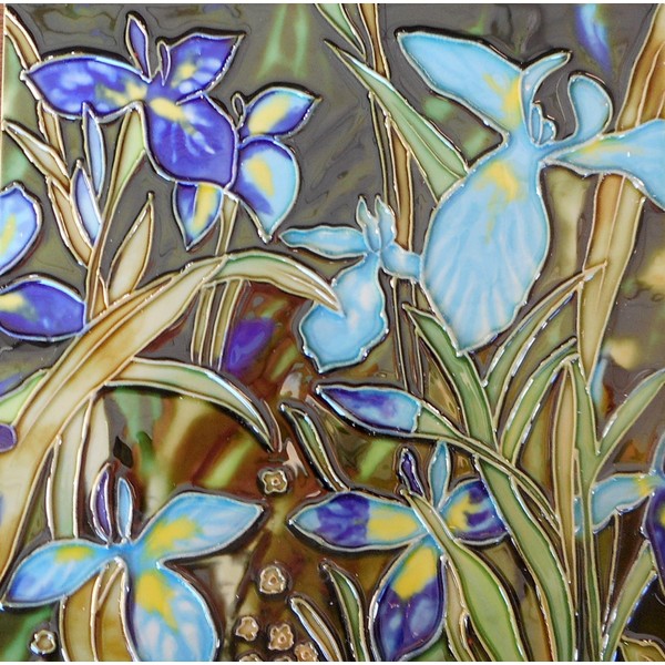 Generic Flower hand painted ceramic art tile 8x8 inches with