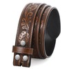 JASGOOD Western Leather Belt Strap for Men without Buckle Engraved