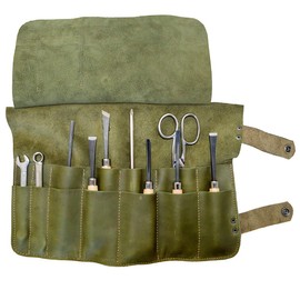 Hide & Drink, Thick Rustic Leather Snap Tool Roll Up Bag, Portable & Durable Carry Case for Barbers, Salon Storage Organizer Pouch, Vintage Style, Handmade Includes 101 Year Warranty :: Dark Jade