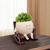 LAUGOKOBE Smile Face Rocking Chair Planter Pot for Indoor Outdoor