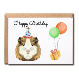 SNMDesigns Naughty Guinea Pig Card - Guinea Pig Bday Hat Card - Perfect Birthday Guinea Card - Cute Animal Bday Card - Fun Guinea Card