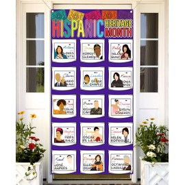 Nepnuser Hispanic Heritage Month Door Cover Latino Famous Spanish Speaking People Decoration Front Door Porch Classroom Hanging Banner