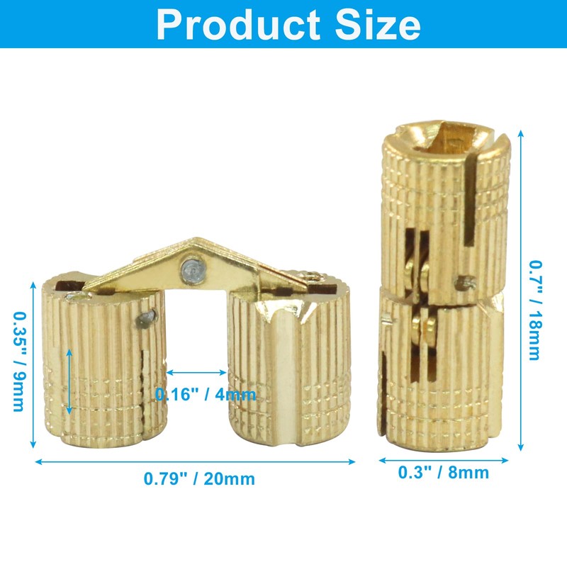 LifCratms 12 Pack 8 mm Hidden Brass Barrel Hinges, Furniture