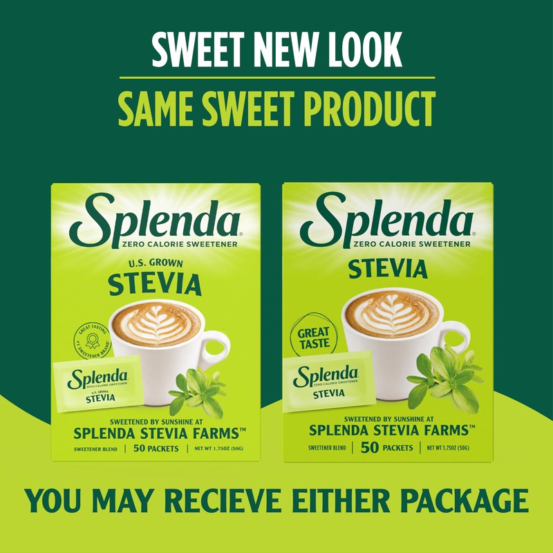 SPLENDA Stevia Zero Calorie Sweetener, Sugar Substitute Packets, 50 Count