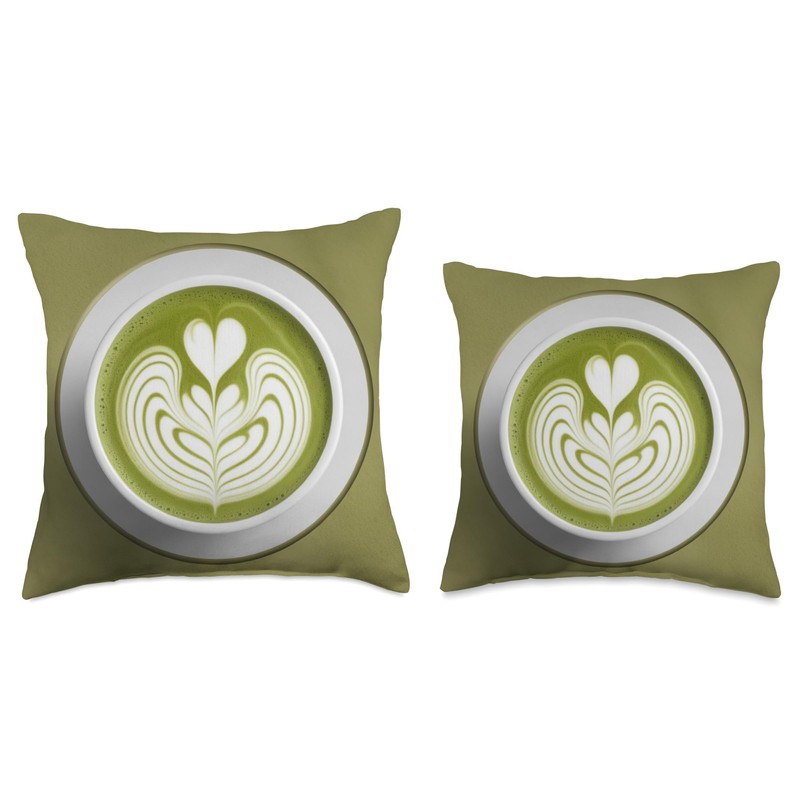 Green Matcha Japan Tea Throw Pillow