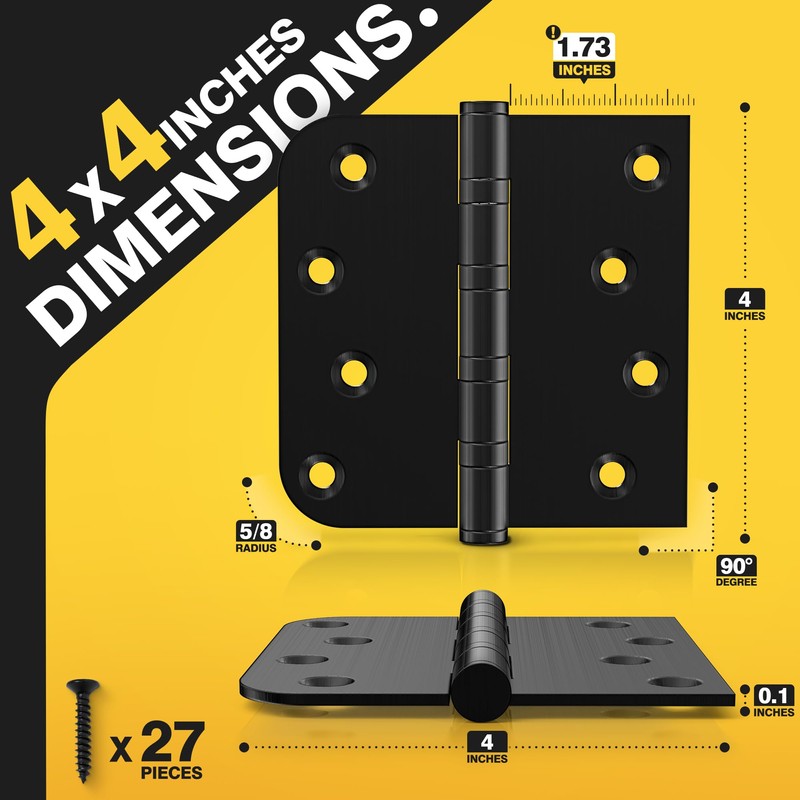 KOLET Ball Bearing Door Hinges, 4 x 4 Inches Door
