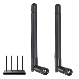 2 Pack WiFi Antenna, 3dBi High Gain SMA-Male Antenna, 2.4GHz 5GHz 5.8GHz Dual Band External Connector for Desktop Computer, Router, Wireless Network, Wireless Range Extender (black)