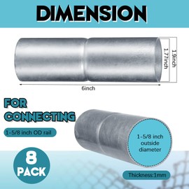 Tandefio 8 PCS Top Rail Sleeve Galvanized Steel Chain Link Fence Top Rail Sleeve for Rail/Pipe (1-5/8" x 6")