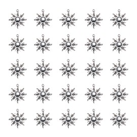 Ruwado 30 Pcs Sun Charms Metal Vintage Celestial Pendants Beads for Jewelry Making Kit Finding Supplies Bracelets Necklace Earring Key Chain DIY Crafting Project (Silver)