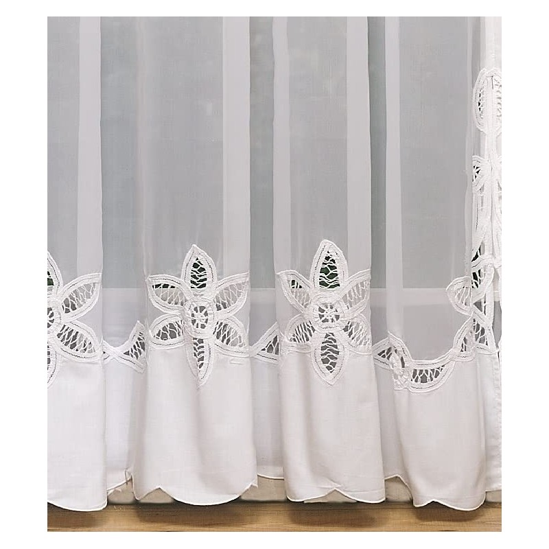 Today's Curtain Plymouth Classic Battenburg Applique Sheer Window Panel, 84-Inch,