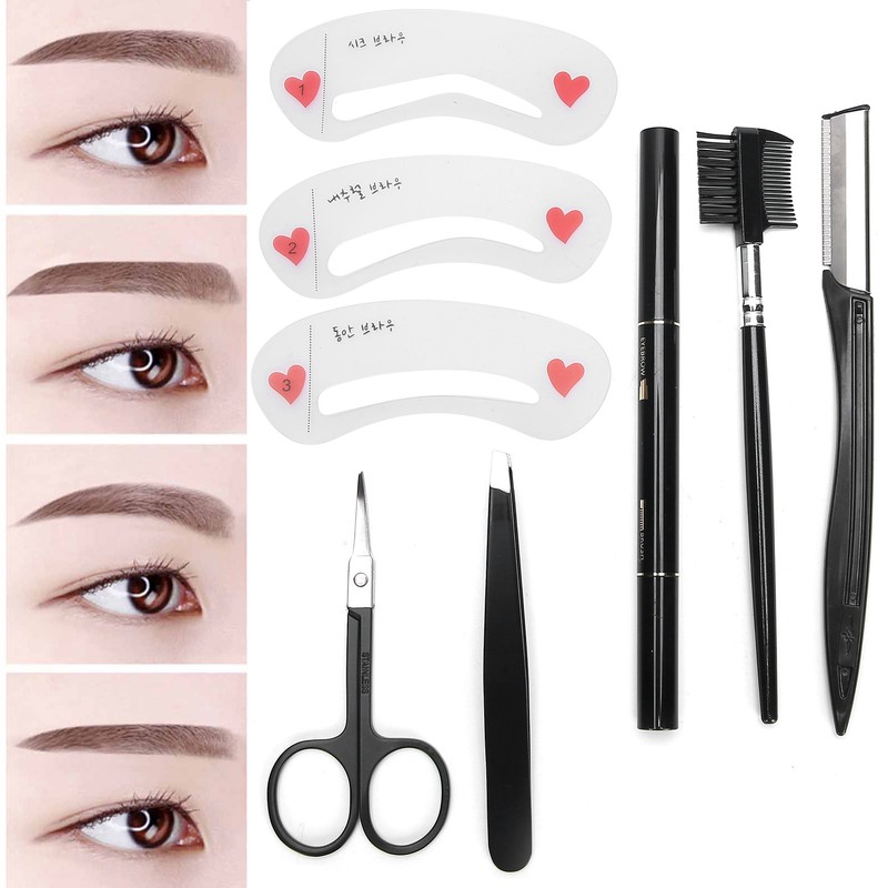 8pcs / set Eyebrow Razor Eyebrow Trimmer Shaver Comb Clip