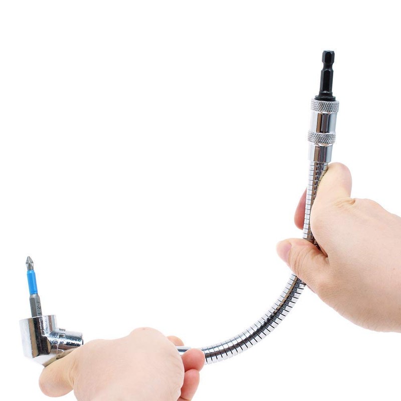 AUTOTOOLHOME Flexible Drill Bit Extension with Right angle Drill Adapter