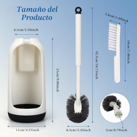 Juego 2 Cepillo para Baño con Soporte, Mango Largo Blanco