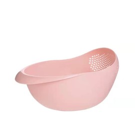 Rice Sieve Plastic Colander Kitchen Drain Basket with Handles Rice Bowl Strainer Strainer Basket Sink Drain Kitchen Tools (pink)