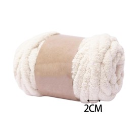 Thick Chunky Yarn Weight Yarn Arm Knit Yarn Filling Handcrocheted Jumbo Tubular Yarn Bulky Yarn for Craft Knitted Blanket Pet Bed Sweaters, Beige White