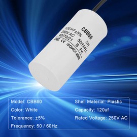 Acogedor 120uF Run Capacitor, 250V AC Wire Lead Cylinder Capacitor, Excellent Insulation and Safety, Explosion-Proof, Heat Resistant, Low Leak, Low Loss, Low Impedance, Suitable for Air Conditioners,