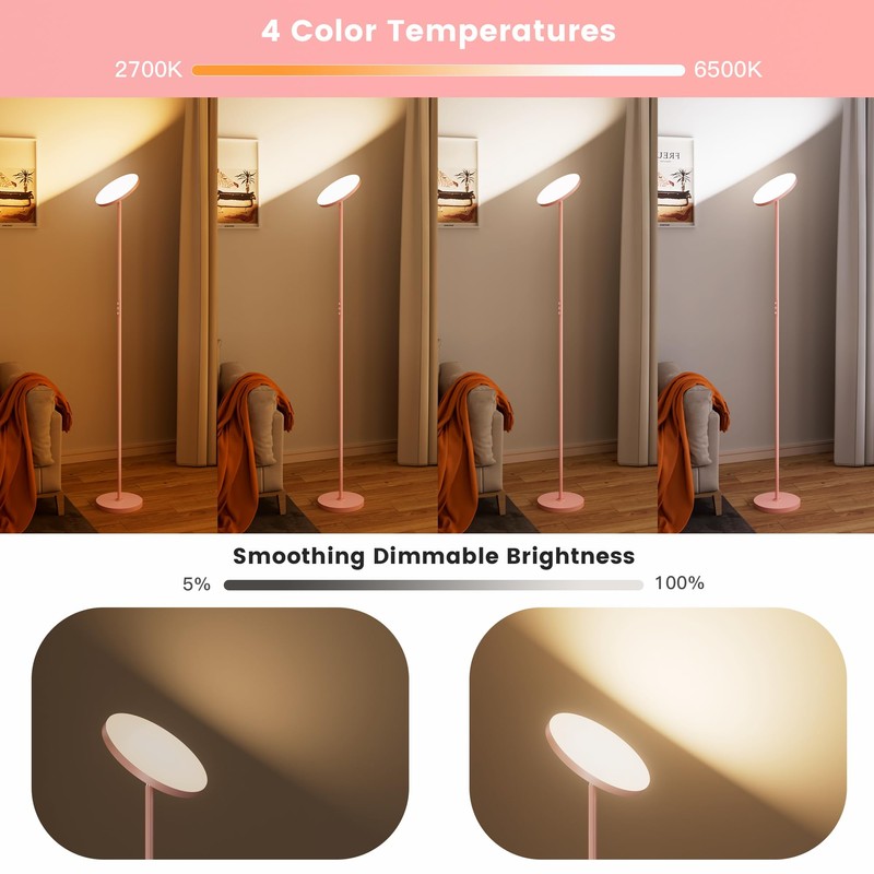 Aovpex Torchiere Floor Lamps, Super Bright Floor Lamps, Dimmable 2700K-6500K