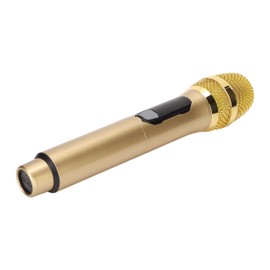 Handheld Microphone, Plug and Play Karaoke Wireless Microphone 50m Receiving 600Hz to 800KHz Multipurpose for Home (Gold)