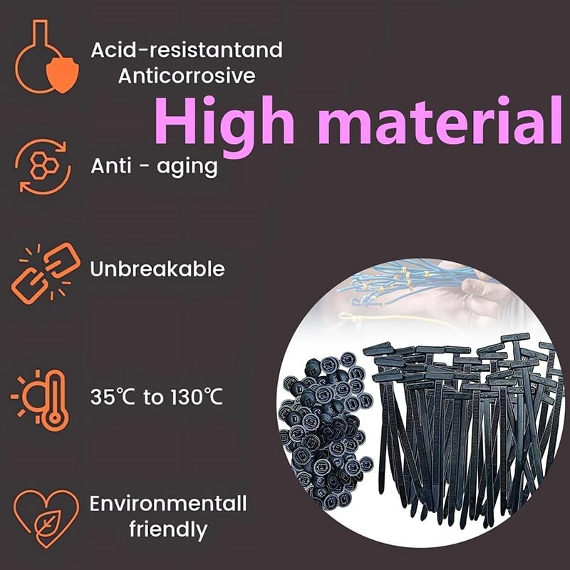 50PCS Nylon Universal Cable Tie Buckle, Heavy Duty Self-Locking Nylon