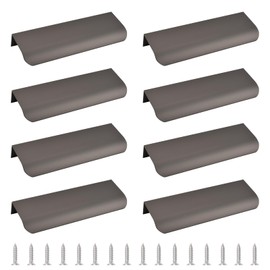 MOROBOR Modern Style Finger Edge Pull, 8pcs Aluminum Alloy Furniture Drawer Handles Hidden Cabinet Kitchen Drawer Handles Knobs, 120mm/Gray Brown