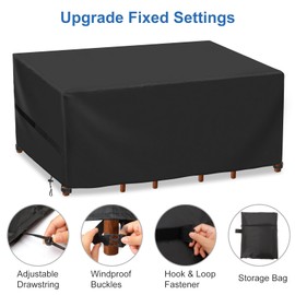 Betarami Garden Furniture Cover, 126 x 126 x 74 cm, Waterproof Protective Cover, Windproof, Dustproof, Anti-UV Oxford Fabric Tarpaulin for Garden Furniture, Garden Lounge Cover, Winterproof, Garden