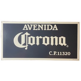 Corona Avenida C.P.11320 Tin Metal Sign | Blue | 24" x 12"