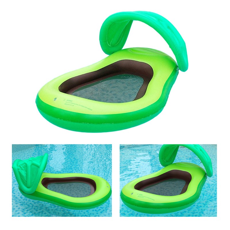 Inflatable Pool Lounger PVC Avocado Modeling with Sunshade Net Pool