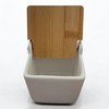 Ceramic Salt Jar with Bamboo Lid Square 8.8 x 8.8