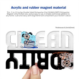 Double-Sided Dishwasher Magnet Clean Dirty Sign,Dog Themed Clean Dirty Magnet for Dishwasher, Waterproof Flip Sign Gadgets