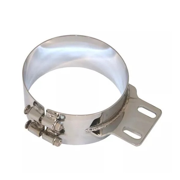 BFTP Chrome Plated SS Straight Exhaust Mounting Bracket, 6 Inch