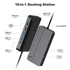 i-magBac Macbook Docking Station Dual Monitor 2 HDMI 4K/60Hz for MacOS and Windows Laptops, Compatible M1/M2/M3/M4 Chip,10 in 1 USB C Dock with 4 USB A/C, 100W PD, 1Gbps LAN, SD/TF, 3.5mm Audio/Mic
