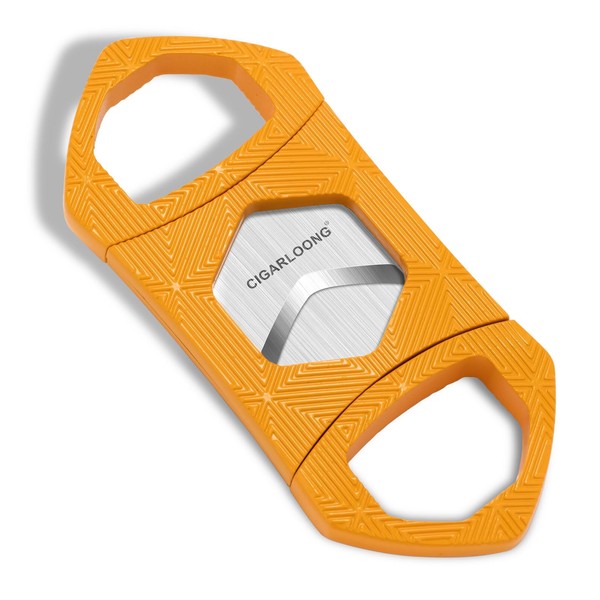 CIGARLOONG Cigar Cutter Hexagon Stainless Steel Sharp Blade Guillotine (Orange)