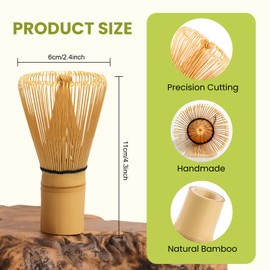 Matcha Whisk, Handcrafted Traditional Matcha Whisk with 100 Bristles, Sustainable and Handmade Japanese Bamboo Broom Chasen for Making and Stirring Matcha, Pack of 1