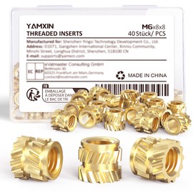 M6 Threaded Inserts for 3D Printing 40pcs M6x8x8mm Brass Melting Nuts for Plastic Parts