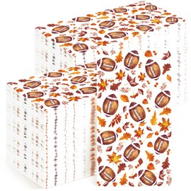Zonon 200 Pcs Fall Guest Napkins Football with Maple Leaves Decorative Disposable Bathroom Paper Napkins Hand Dinner Cocktail Napkins for Seasonal Harvest Autumn Thanksgiving Farmhouse Dining Party