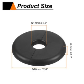 HARFINGTON 2pcs Wall Split Flange 17mm/0.7" Self-Adhesive Plumbing Cover Plates ABS Plastic Round Escutcheon Plate Buckle Design for Water Pipe Bathroom Kitchen Decoration, Black