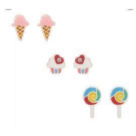Claire’s sterling silver ice cream lollipop sweet treat earring set trio nwt