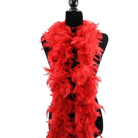 Mu Mianhua 90G Feather Boas 2 Meters Feathers Bow for Decorations Party Supplies Girls Fancy Dress up Costume (Red)