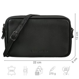 STILORD 'Pam' Vintage Umhängetasche Damen Leder Klein Crossbody Bag Echtleder Handtasche Damen Abendtasche elegant Schultertasche Konzert Tasche Eckig, Farbe:schwarz