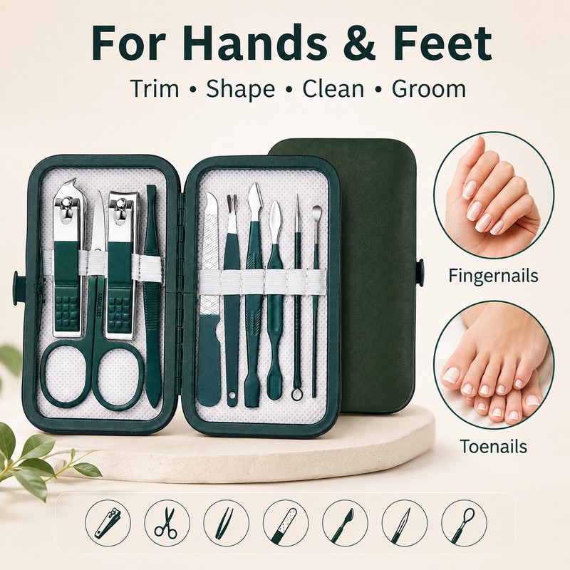 10-Piece Stainless Steel Manicure Set for Nail Care – Portable