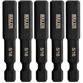 Railer 5/16 Hex Drive Bit - Impact Grade S2 Steel 2" Hex Head Allen Wrench Drill Bit w/Quick-Release 1/4 Shank. (5pc)