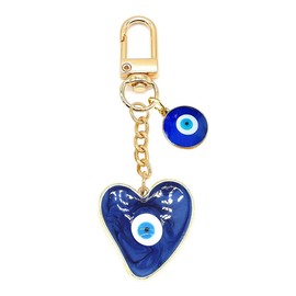 Evil Eye Keychains Sweat-heart Protection Charm for Women Men Car Key Ring Bag Purse Accessories Good Luck Amulet Protection (Heart)