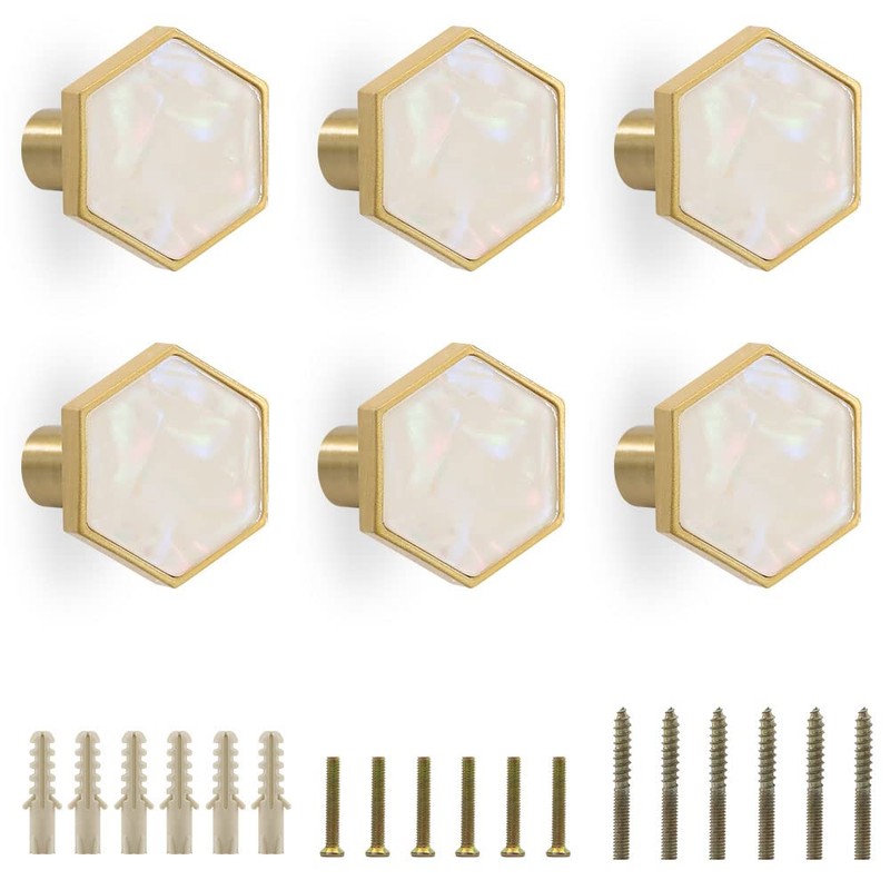 GDICONIC 27mm Gold Brass Cabinet Door Drawer Knobs Home Kitchen