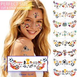 Kakulan 8 Pack Soccer Temporary Tattoos, Waterproof Soccer-Themed Face & Body Tattoo Stickers for Kids & Adults, Easy to Apply Game Day Style Fake Tattoos for Parties & Sports Fans