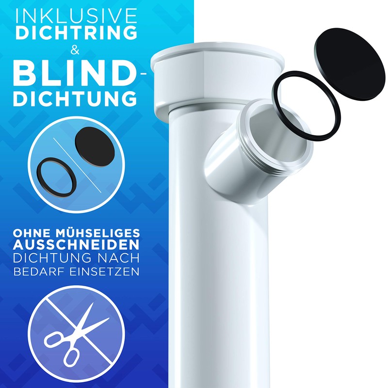 Lobenswerk Siphon for Kitchen Sink with Flexible Drain Hose -